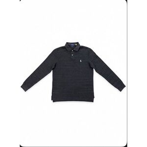 Polo Ralph Lauren Custom Slim Fit Sz M Cotton Long Sleeve Polo Gray 1/4 Button